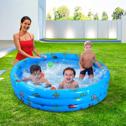 Inflatable Swimming Pool Blow Up Family Pool For 3 Kids Foldable Swim Ball Pool
