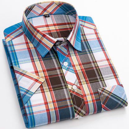 Cotton Men's Plaid Short-sleeved Shirt