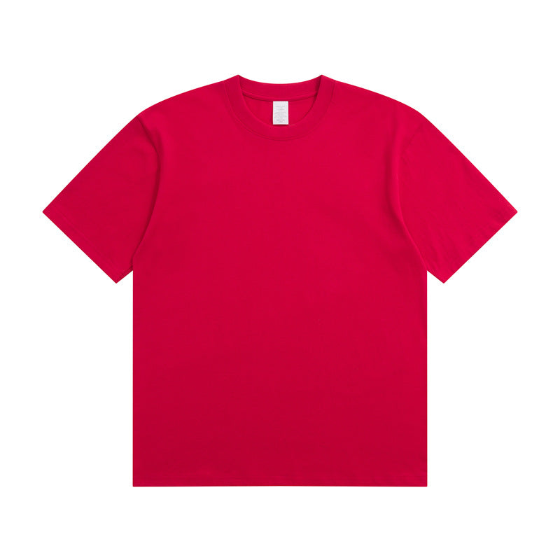 Men's Cotton T-shirt Heavy Solid Color Round Neck Short Sleeves