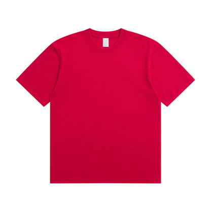 Men's Cotton T-shirt Heavy Solid Color Round Neck Short Sleeves