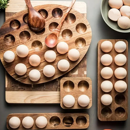 Acacia Solid Wood Simplicity Basic Japanese Egg Tray Shelf Refrigerator Kitchen