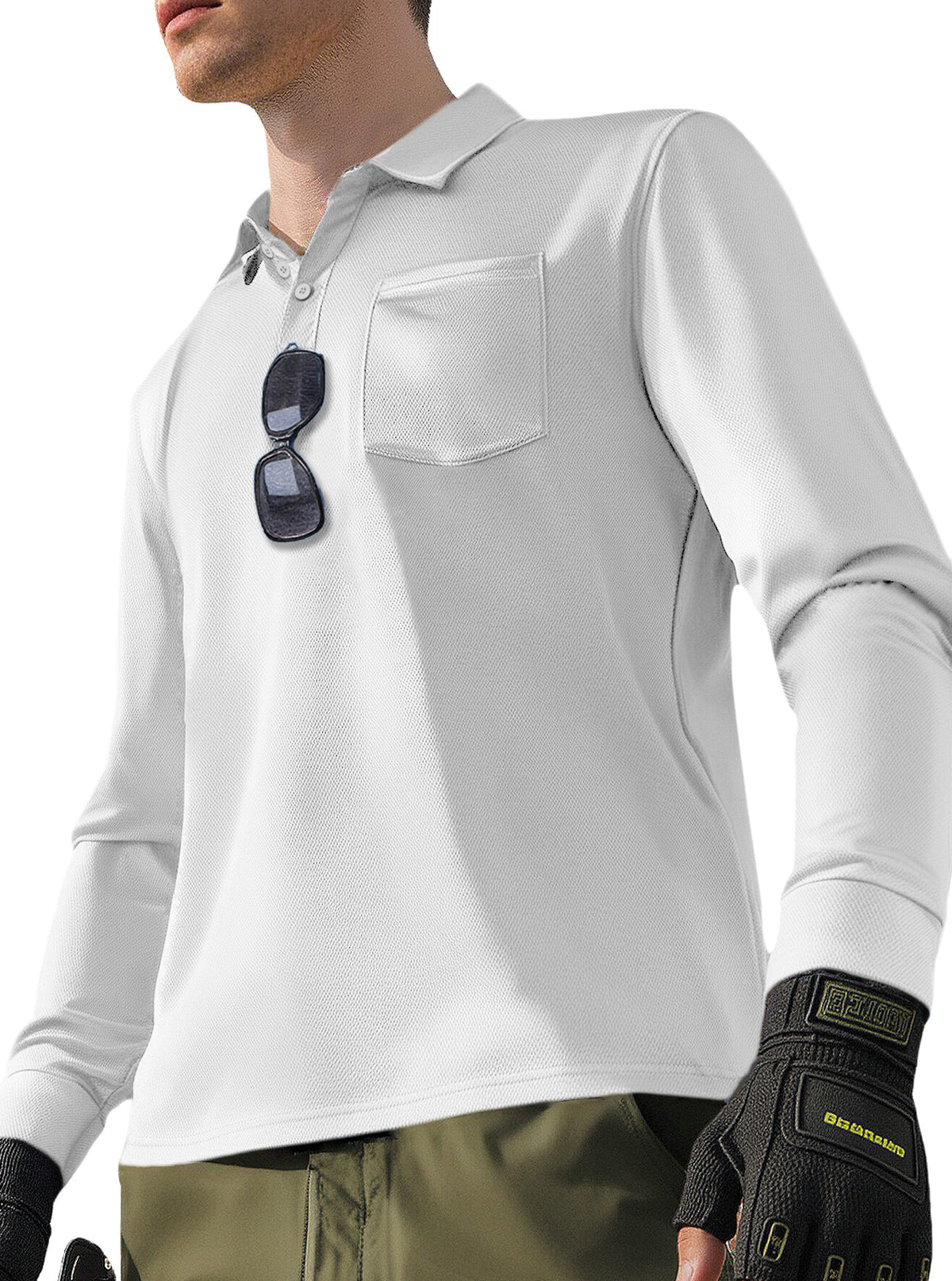 Solid Color Quick-Dry Polo Neck Long Sleeve Men's