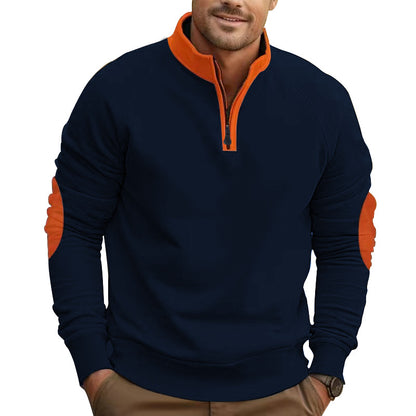 Stand Collar Pullover Half Zip Long Sleeve Coat