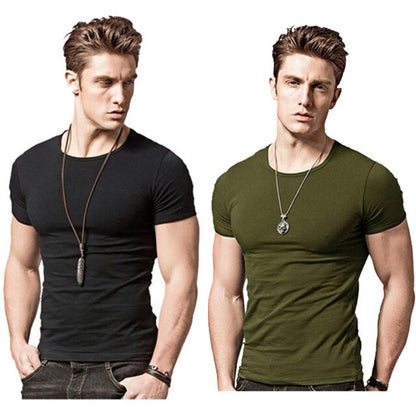 Men's T-shirt Short-sleeved Slim Solid Color Quick-drying