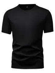 Mens Fashion Sports T-Shirt Casual Stretch Crew Neck