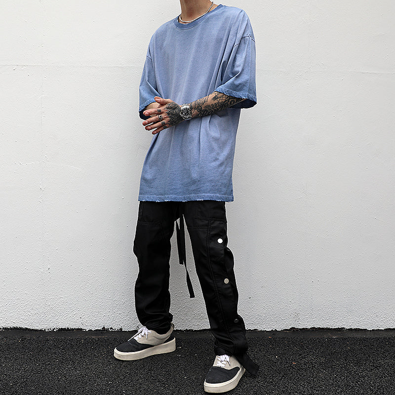 Men's Short-sleeved T-shirts With Heavy Washing And Worn Out