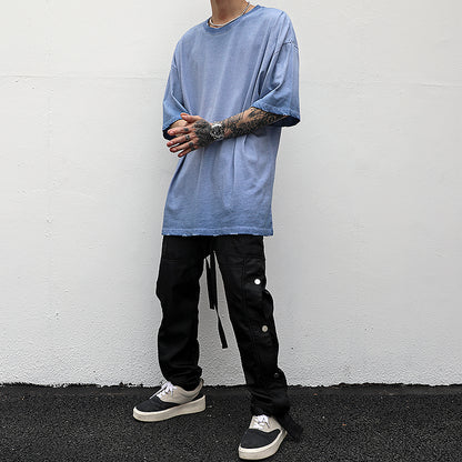 Men's Short-sleeved T-shirts With Heavy Washing And Worn Out
