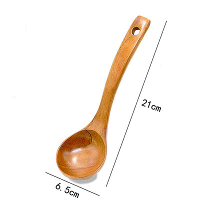 Large Medium And Small Lacquered Wood Spoon With Curved Handle
