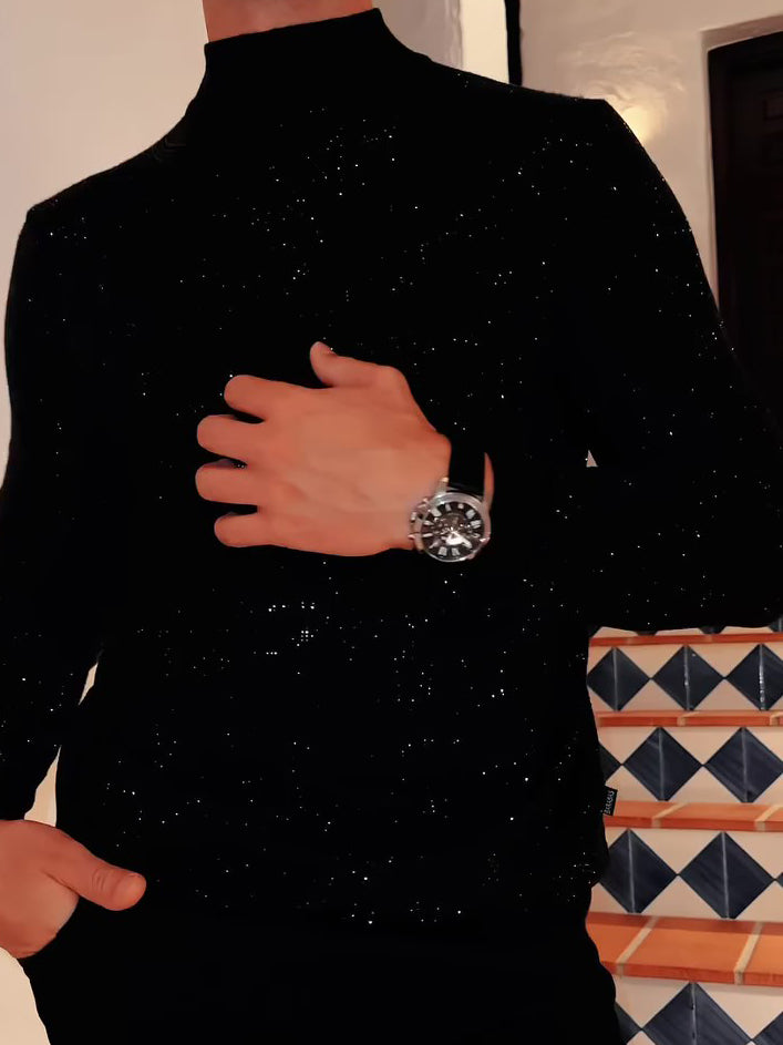 Men's Elegant Sequined Long Sleeve Top