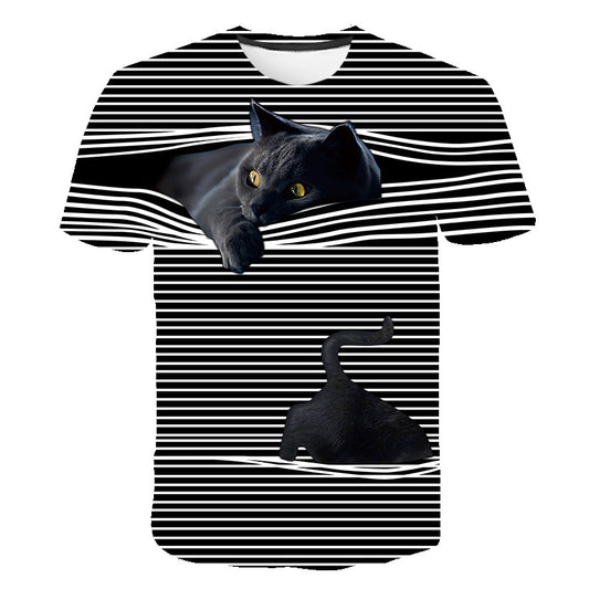 Printed round neck short sleeve T-shirt