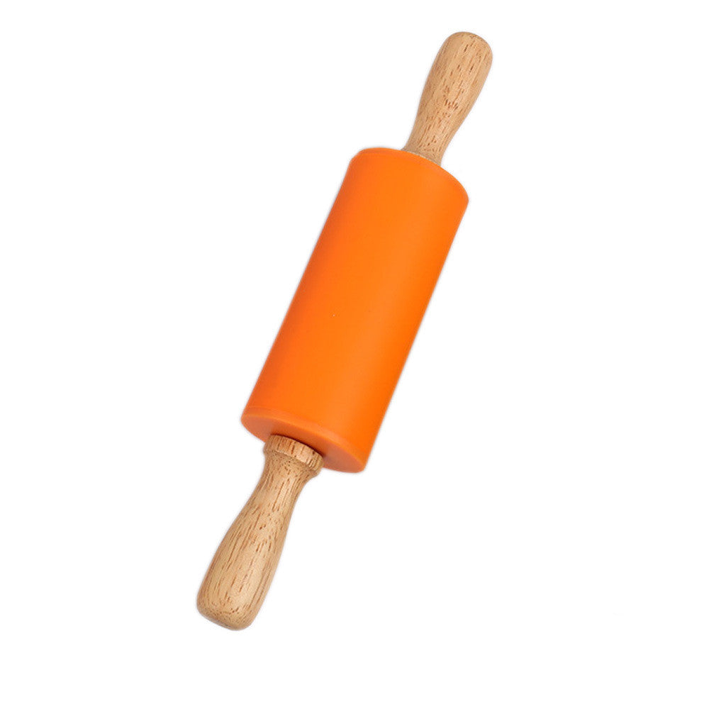 Silicone wooden handle rolling pin