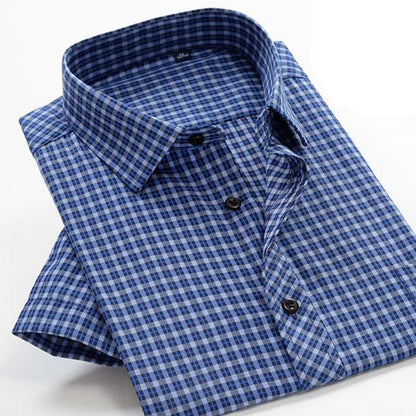 Summer thin plus fat plus size men's plaid shirt