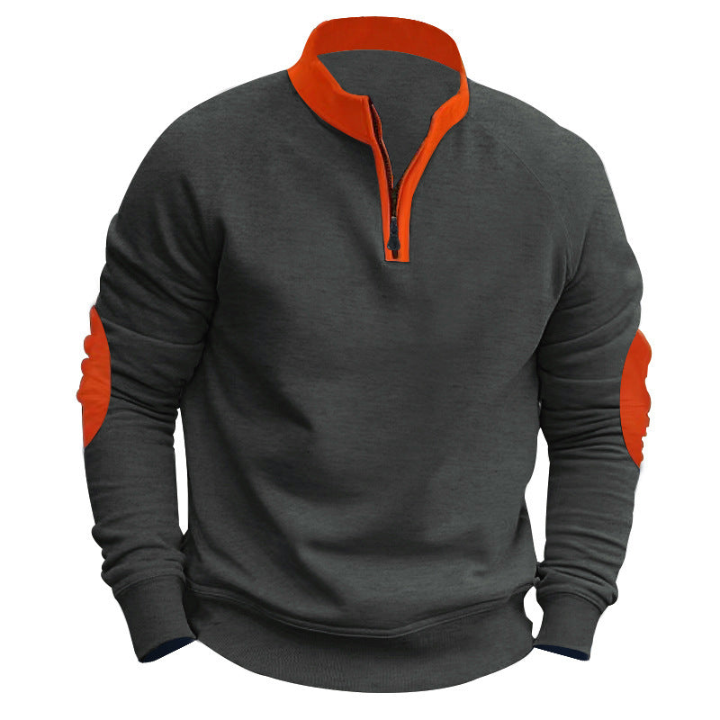 Stand Collar Pullover Half Zip Long Sleeve Coat