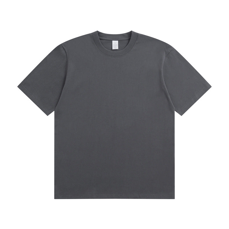 Men's Cotton T-shirt Heavy Solid Color Round Neck Short Sleeves
