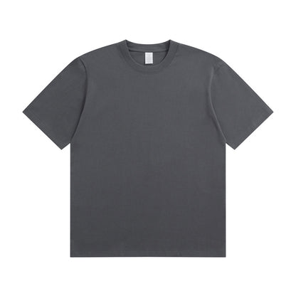 Men's Cotton T-shirt Heavy Solid Color Round Neck Short Sleeves