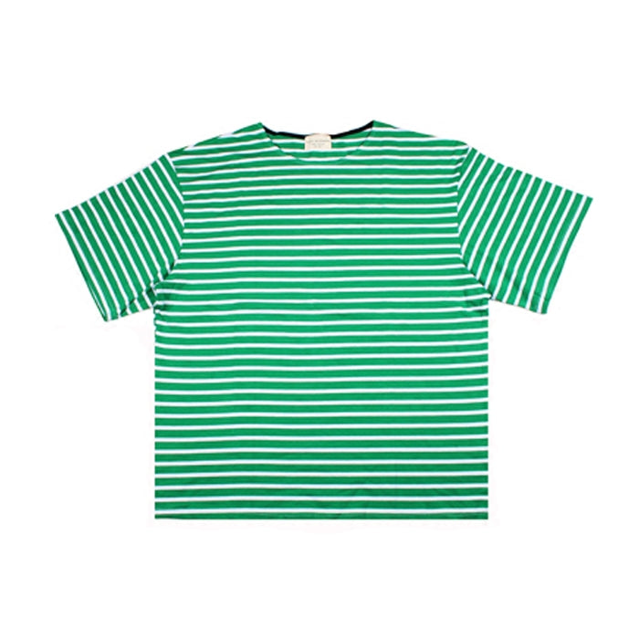 Loose green striped retro BF wind short sleeve
