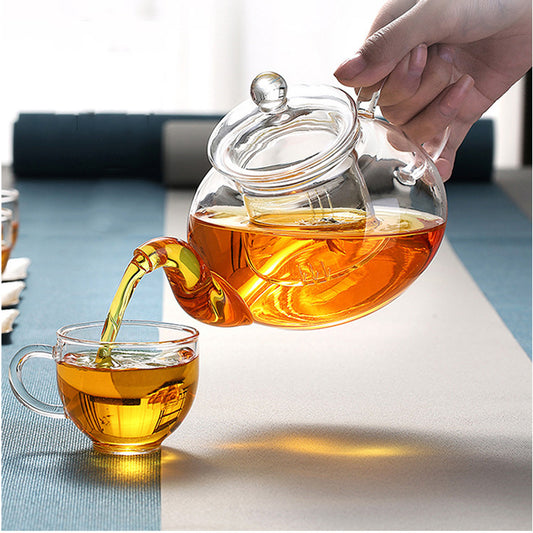 Thickened heat-resistant glass teapot set with filter