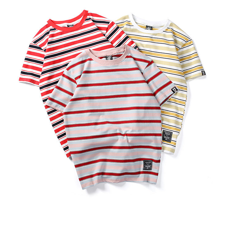 Contrast stripes short sleeve
