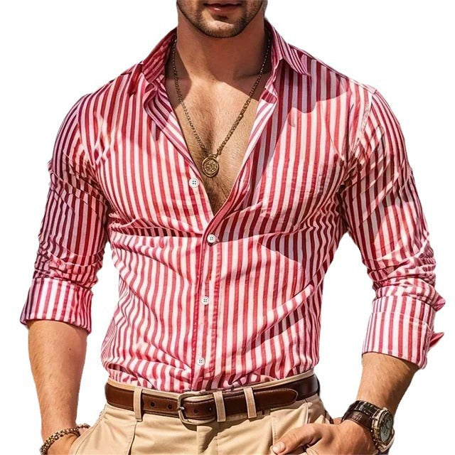 Men's Casual 3D Irregular Pattern Printed Shirt Long Sleeve
