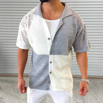 Men's Color Blocking Hollow Knit Sweater