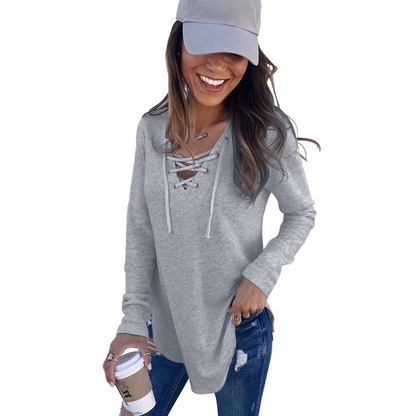 V Collar With Loose Top T-shirt