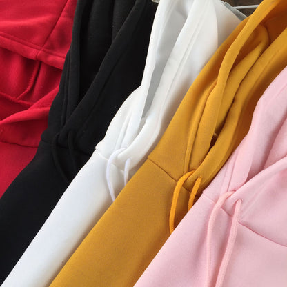 Long Sleeve Solid Color Hooded Sweater Couple