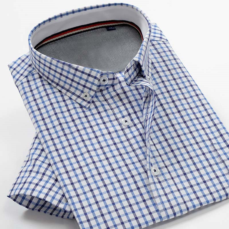 Summer thin plus fat plus size men's plaid shirt