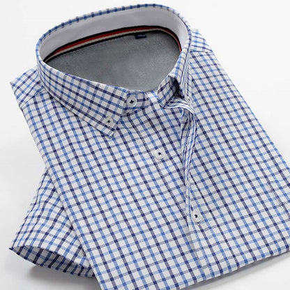 Summer thin plus fat plus size men's plaid shirt