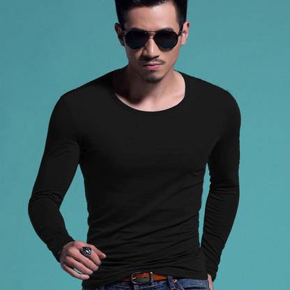 Men's Slim V-neck Bottoming Shirt Solid Color T-shirt