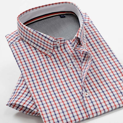 Summer thin plus fat plus size men's plaid shirt