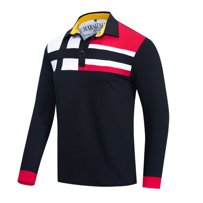 Men's Color-blocking Cotton Lapel Shirt