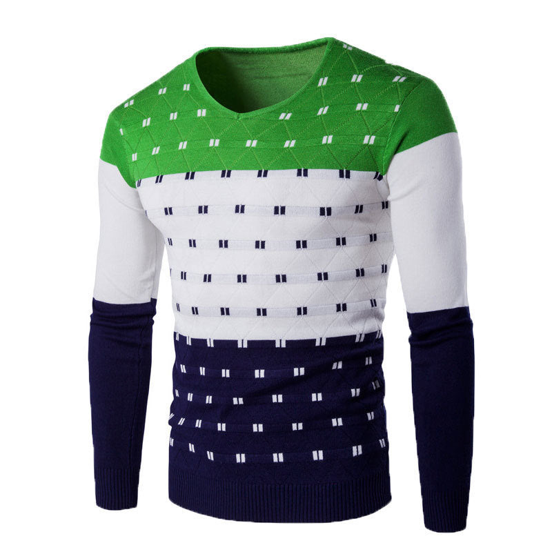 Men's color warm knit sweater