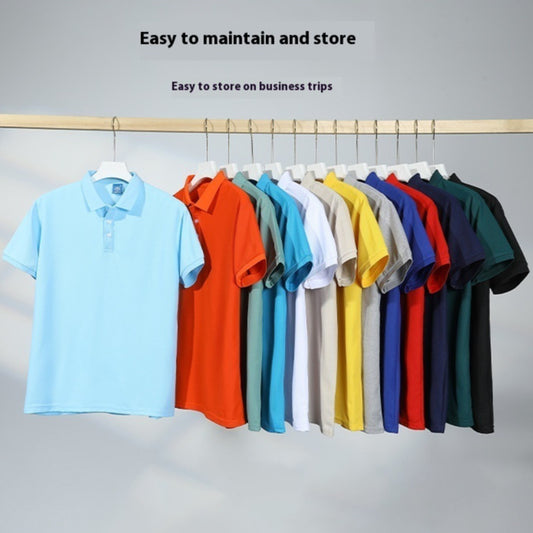 Men's Solid Color Polo Collar T-shirt Blank Short Sleeve