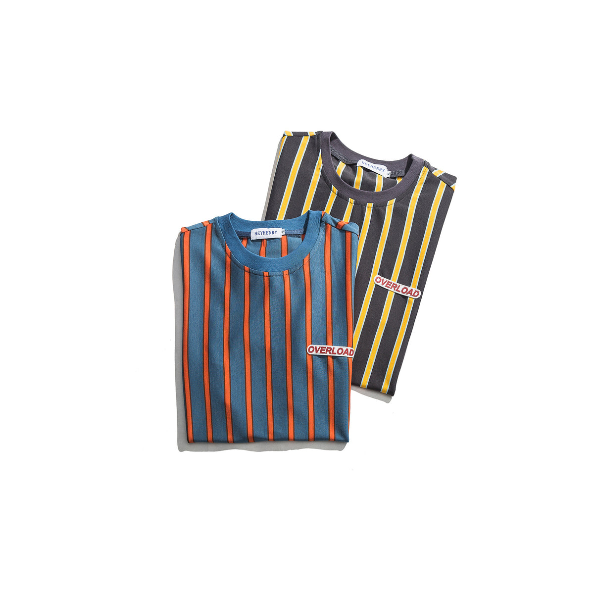 Loose vertical stripes short sleeves