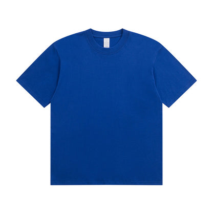 Men's Cotton T-shirt Heavy Solid Color Round Neck Short Sleeves