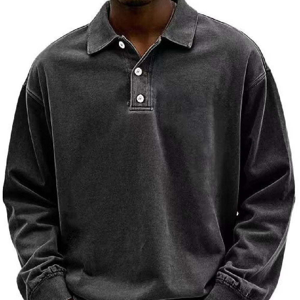 Fall Men's Long Sleeve Polo Shirts Casual Breathable Comfortable Tees Shirt Solid High Quality Sweatshirt Male T-Shirt