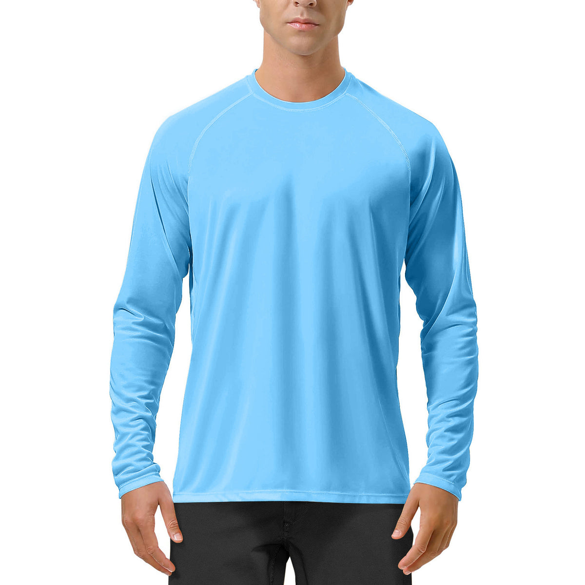 Quick-drying Solid Color Round Neck Sports Training Stretch Sun Protection Long Sleeve