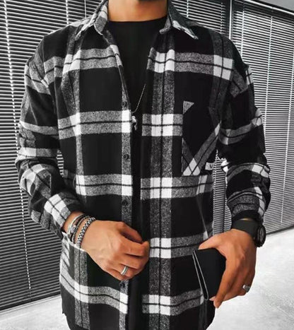 Men's Printed Plaid Woolen Shirt
