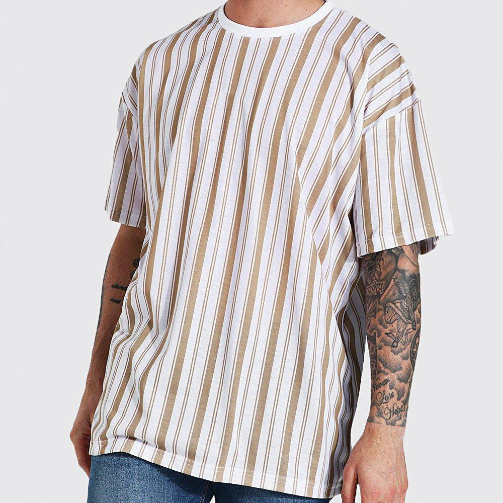 Short-sleeved 3D Printed T-shirt With Simple Stripes