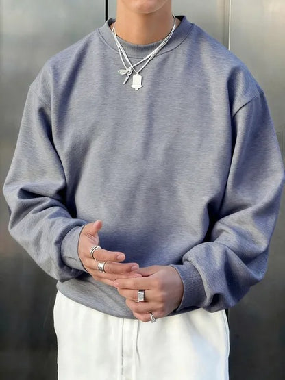Mens Long-sleeve Wool Pullover Casual Sweatshirt