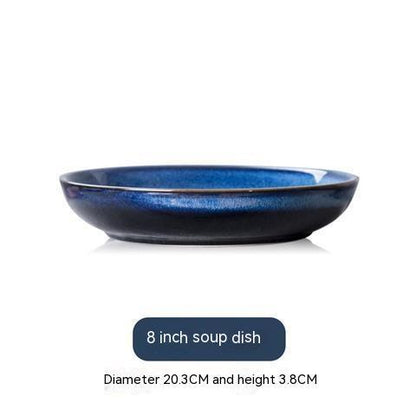Blue Kiln Baked Gradient Ceramic Western Cuisine Plate Meal Tray Restaurant Dish Home Cutlery Plate