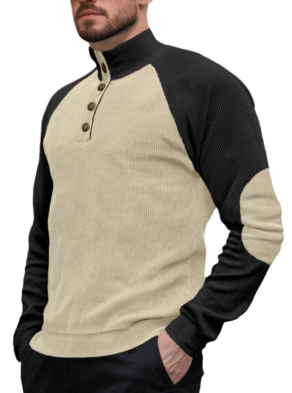 Spring Autumn Men's Outdoor Raglan Sleeve Casual Stand-up Collar Loose Long Sleeve