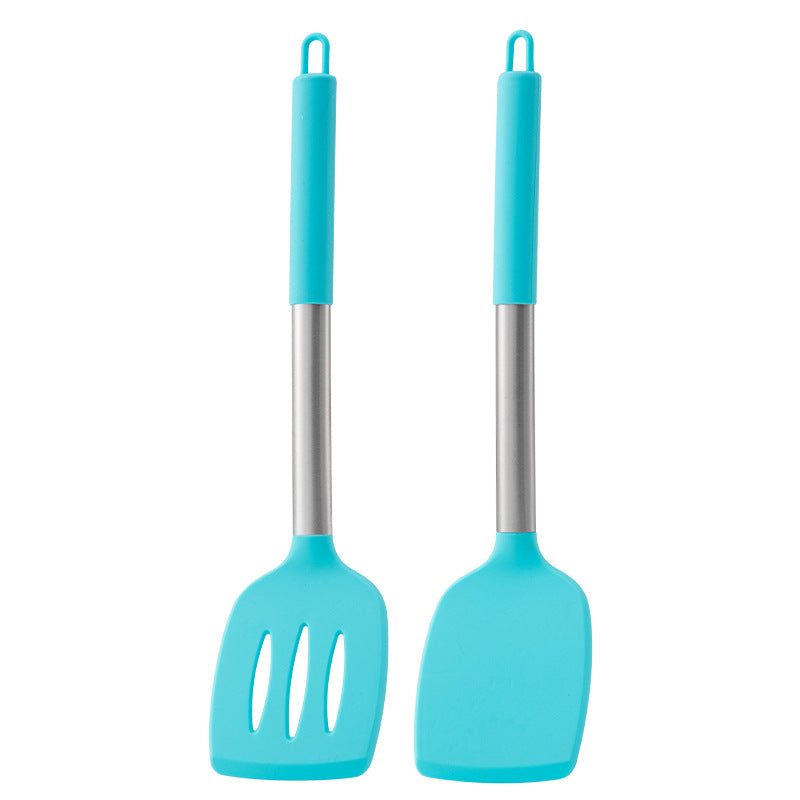Non-empty Rust Pipe Handle Silicone Spatula Slotted Turner Two-piece Set