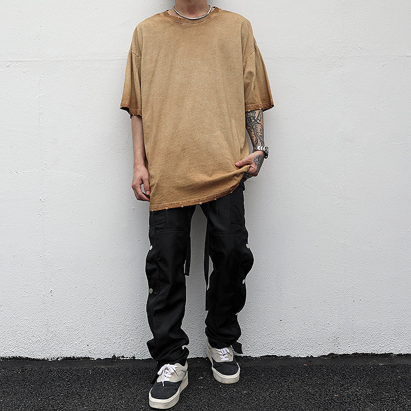 Men's Short-sleeved T-shirts With Heavy Washing And Worn Out