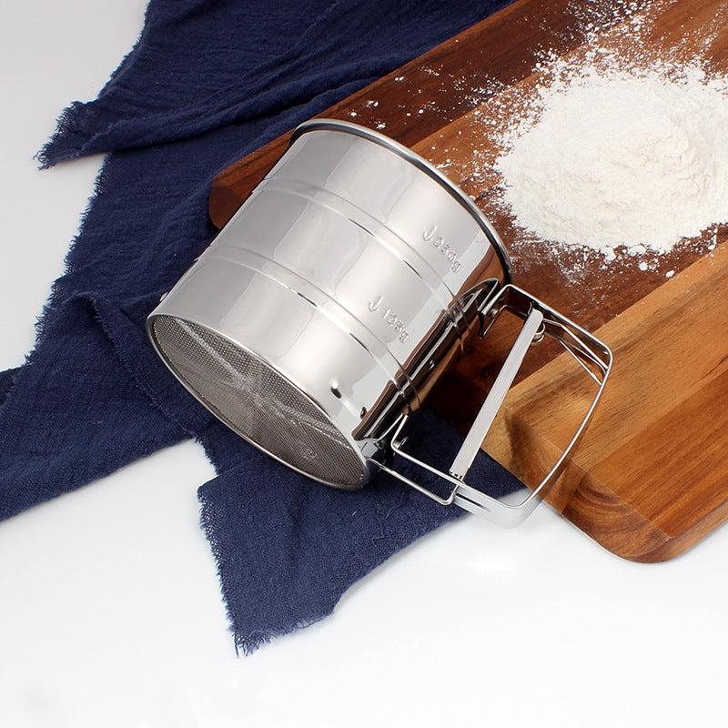 Semi-automatic Handheld Pressure Type Flour Sieve Stainless Steel Baking Tool