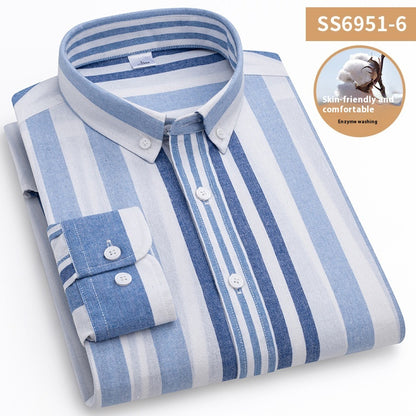 Men's Square Collar Casual Striped Shirt
