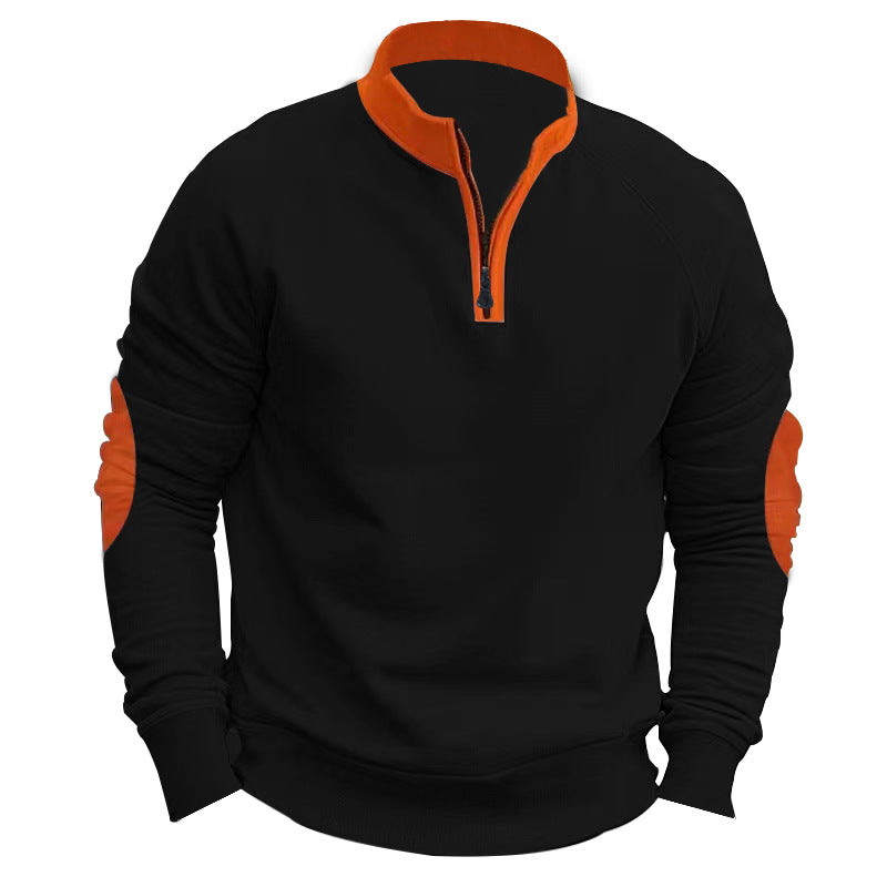 Stand Collar Pullover Half Zip Long Sleeve Coat
