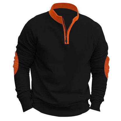 Stand Collar Pullover Half Zip Long Sleeve Coat