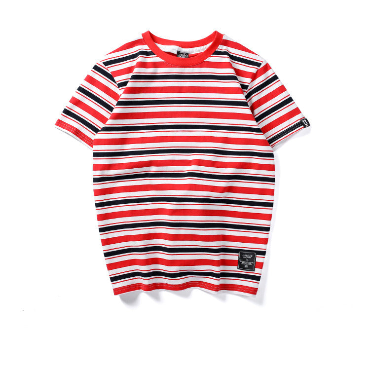 Contrast stripes short sleeve