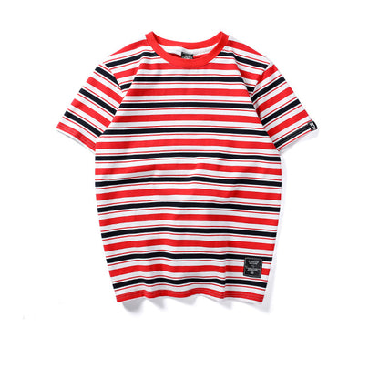 Contrast stripes short sleeve